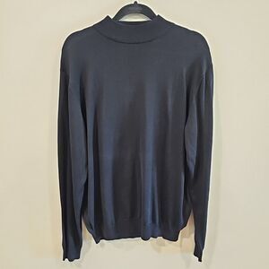 Bachrach Silk Blend Sweater Mens Large Black Mock Turtleneck Pullover